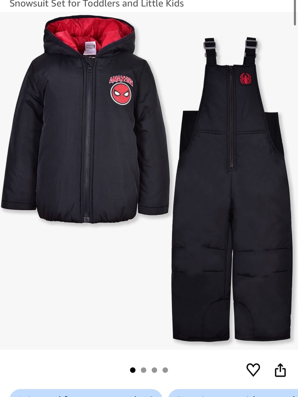 Spider-Man Kids Black Snow Jacket & Overalls